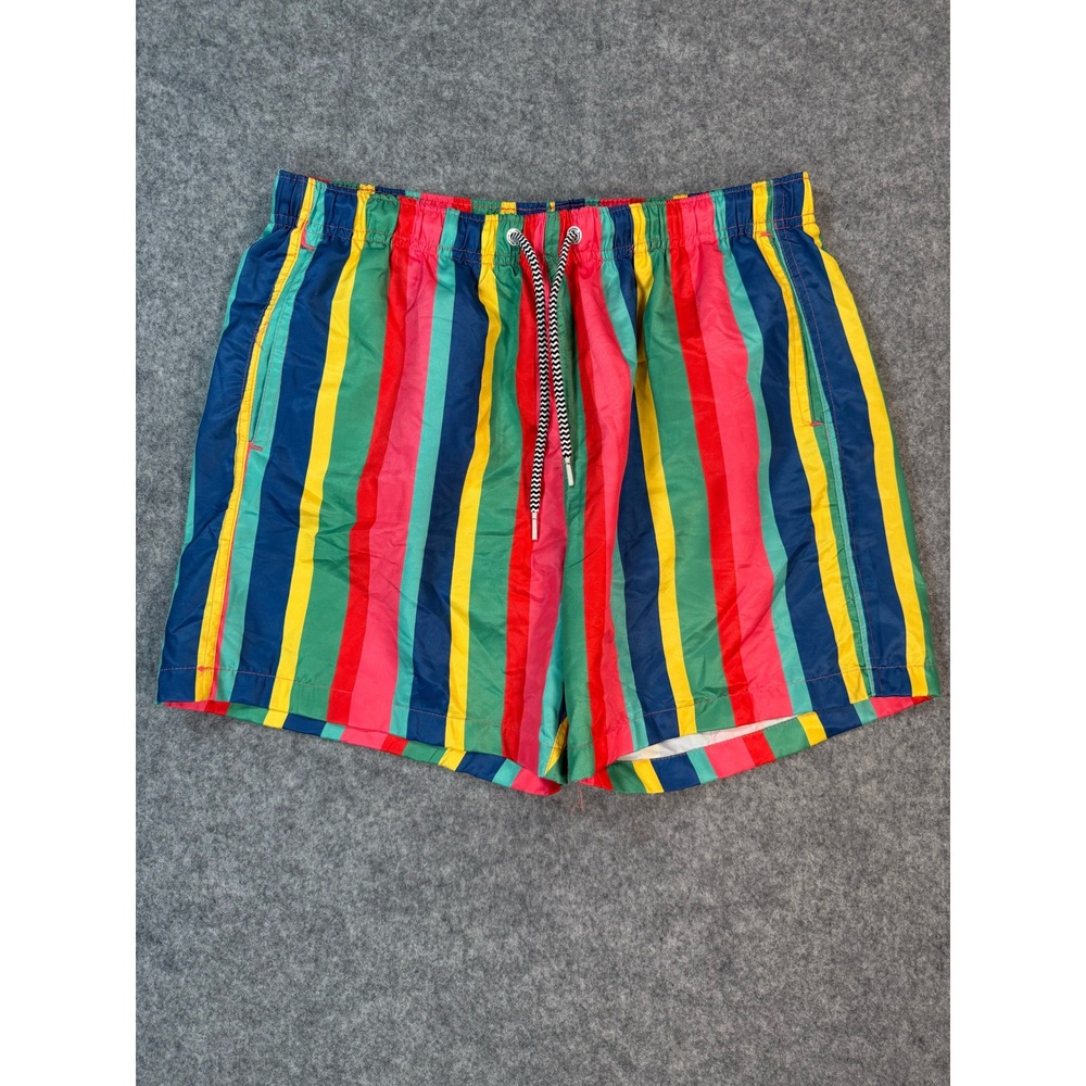 Boardies Apparel Mens Multi Color Vertical Stripe Swim Trunks Size Large
